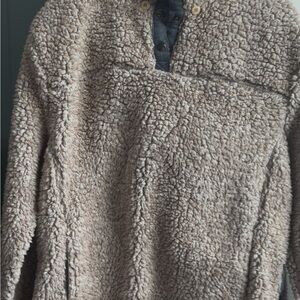 Altard State Cozy Tan Sherpa Pullover with hood.